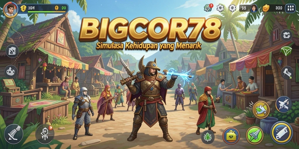 Tampilan gameplay menarik dari BIGCOR78 yang menampilkan dunia simulasi.