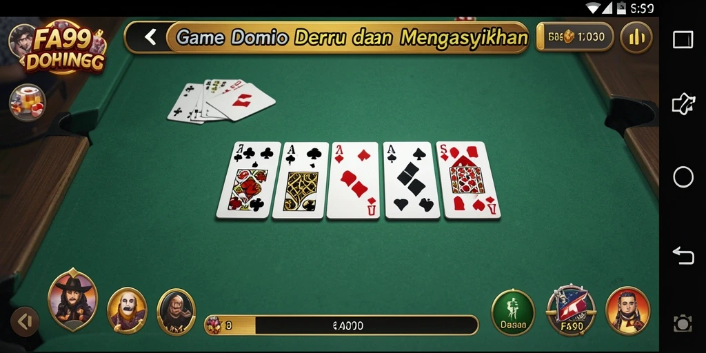 Screenshot gameplay FA99 menampilkan serunya bermain Domino.