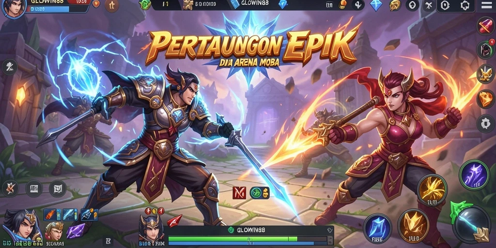 Tampilan seru pertarungan hero di arena GLOWIN88.