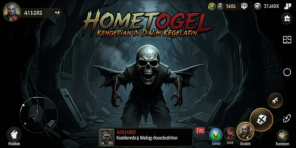 Tampilan gameplay HOMETOGEL yang menakutkan dan mencekam.