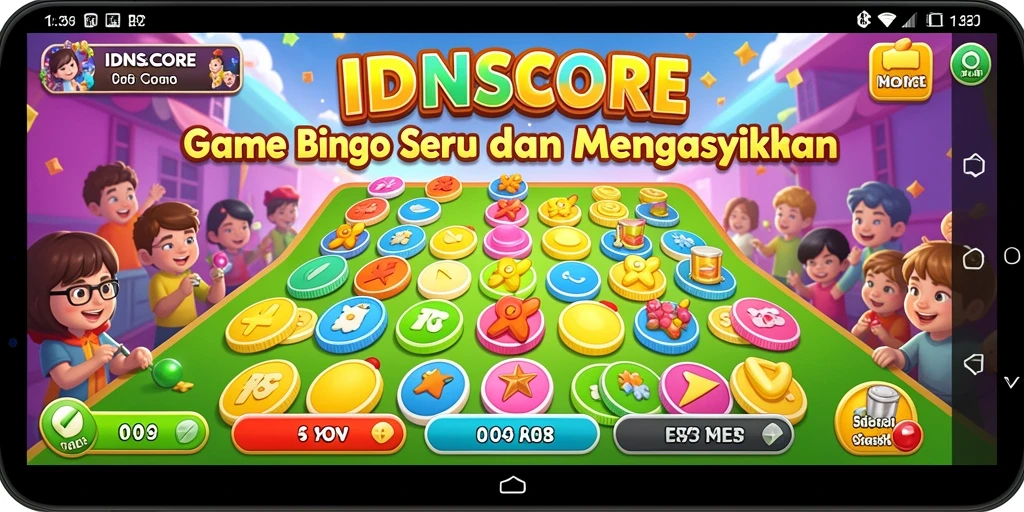 Gameplay IDNSCORE yang seru dan interaktif dengan fitur Bingo.