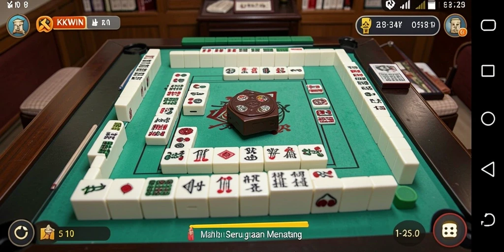 Gameplay Mahjong yang menantang di KKWIN dengan ubin berwarna-warni.