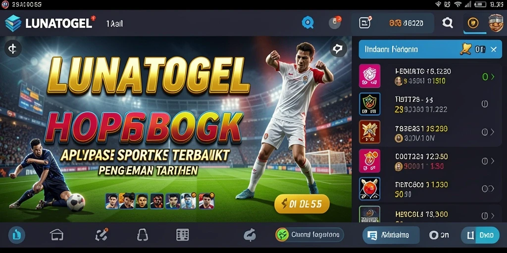 Tampilan utama LUNATOGEL dengan berbagai opsi taruhan olahraga.