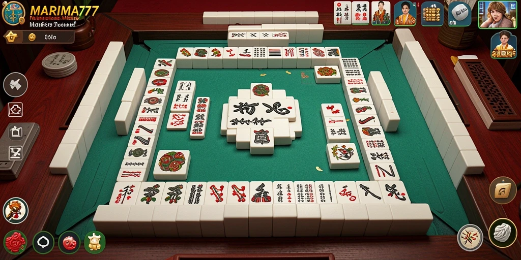 Tampilan gameplay menarik di MARIMA77 dengan ubin Mahjong.