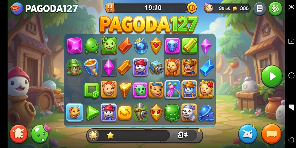 Screenshot gameplay seru dari PAGODA127 menampilkan level Match-3 yang menantang.