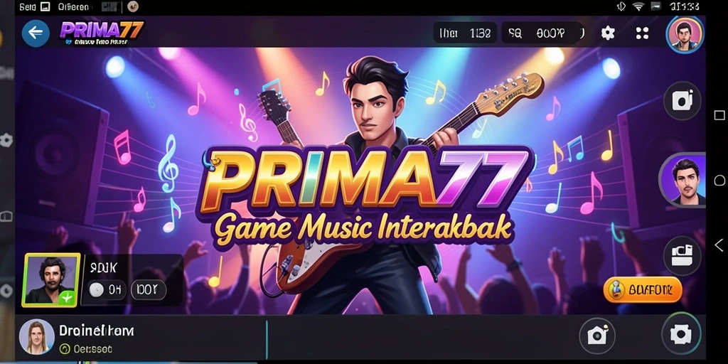 Tampilan gameplay seru dari PRIMA77 yang menampilkan interaksi musik.