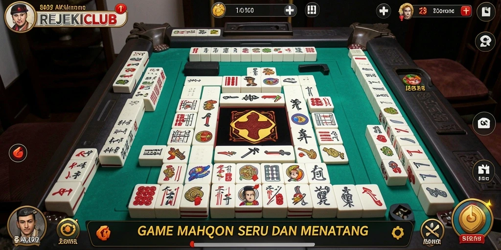 Screenshot gameplay REJEKICLUB menampilkan aksi seru Mahjong.
