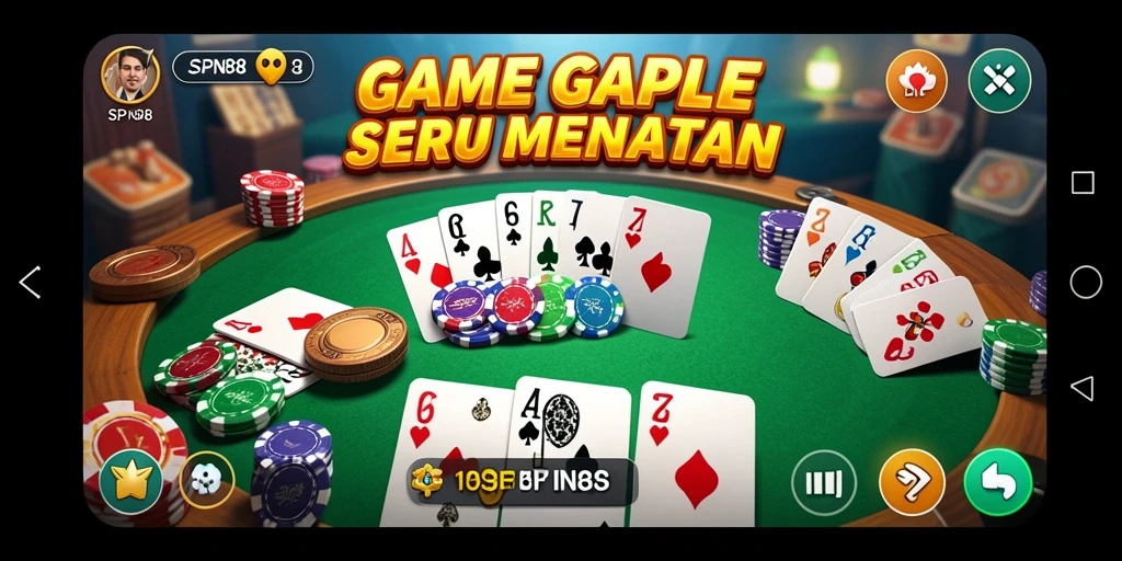 Tampilan gameplay seru Gaple dalam SPN88.